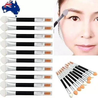 $5.50 • Buy 10Pcs Makeup Brushes Double-end Eye Shadow Eyeliner Brush Sponge Applicator
