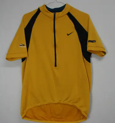 Vintage Nike ACG Yellow Blue 1/4 Zip Cycling Jersey Nike Fit Made In USA • $19.95