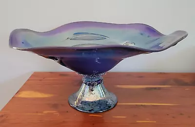 Beautiful J. Moore Art Glass Centerpiece 'Frozen Motion' Signed On Base-1999 • $90