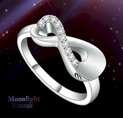 New Crystal Infinity Forever Cremation Ash Urn Memorial Keepsake Ring • $16.95