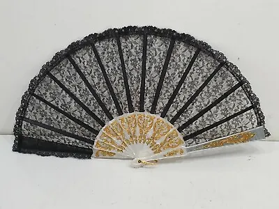 VINTAGE LUQUE TETUAN SEVILLA FOLDING HAND FAN LACE ANTIQUE: Mother Of Pearl? • $56.21