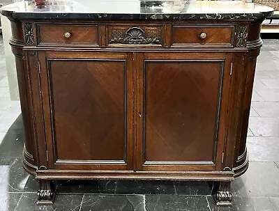 19th Century Black Marble And Mahogany Buffet - Excellent! • $785