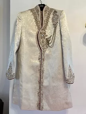 Embroidered Wedding Sherwani Mens 38' Embroidered Cream And Red • £50