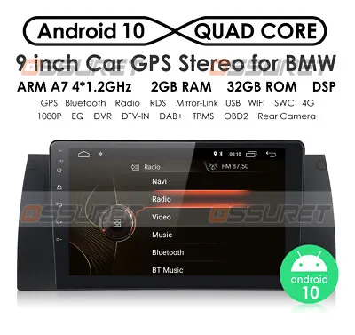 $217.50 • Buy For BMW E39 525i 530i 540i X5 Android 10.1 Car Stereo Radio GPS Navigation 2+32G