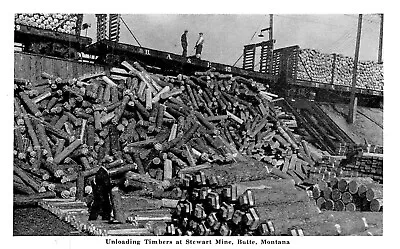 Logs Dumped From Train For Mine Butte Montana Vintage Postcard (sc 174) • $8.50