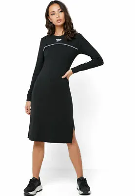 Reebok Women's Classics Long Sleeve Fitted Vector Sports Dress Split Hem XS S M • $34.80