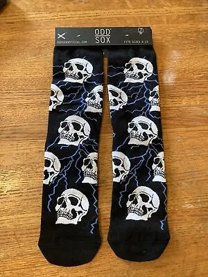 ODD SOX Knits Skulls Lightning Bolts Black Cotton Blend Thick Socks Men's 6-13 • $14.39