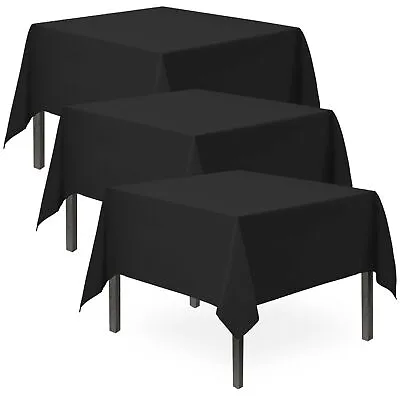 3pk Black Plastic Table Covers Tablecloth Disposable Wipe Clean Party Tablecover • £3.49