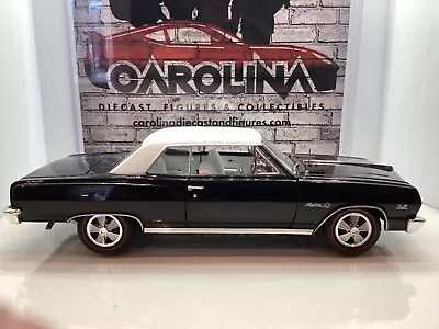 1:18 Ertl Authentics 1965 Chevelle Malibu Ss Black On White #1432 • $74.99