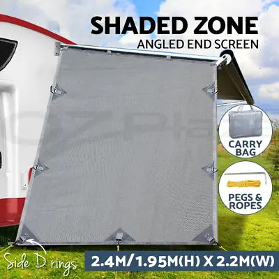 Caravan Privacy Screens Roll Out Awning 1.95 X 2.2M Sun Shade End Wall Side Grey • $48.95