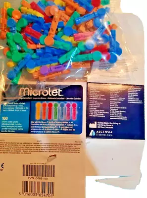 Microlet Multi-Coloured Sterile Silicone Coated Lancets X 100. Use By 2027 • £7.95