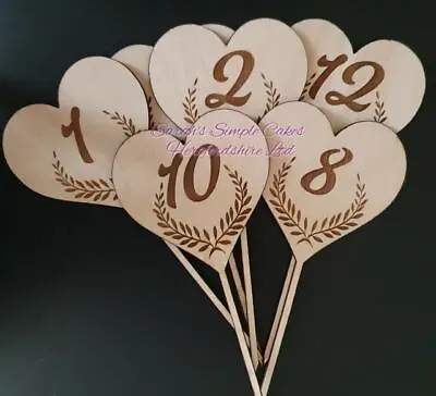 £5.50 • Buy Wedding Table Numbers. Laser Engraved Wooden Heart Design.