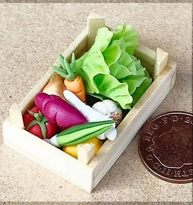 Mixed Vegetable Selection Loose In A Wooden Box Tumdee 1:12 Scale Dolls House V5 • £3.99