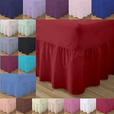 Plain Frilled Fitted Bed Valance Sheets Poly Cotton Pillow Cases Sold Separately • £3.99