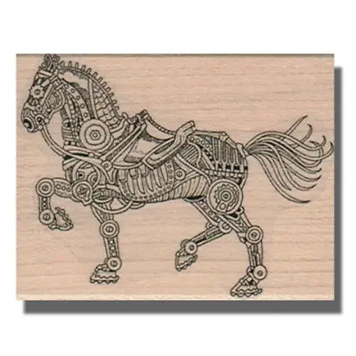 Mounted Rubber Stamp Horse Horse Stamp Cowboy Stamp Steampunk Gears Western • $16.85