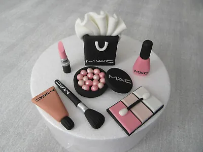 Edible Handmade MAC Make Up & Bag Cake Topper Fondant Decoration (Peachy Pink) • £20.99