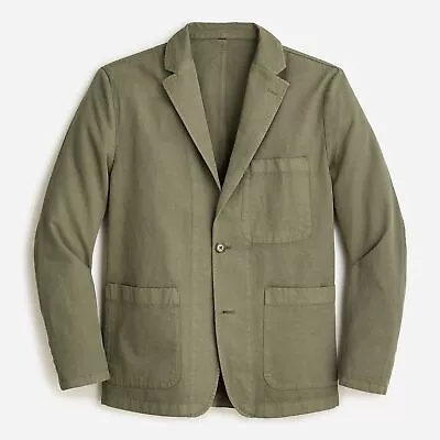 J. Crew Mens Chino Sport Coat Size 36 NWT Thyme Green Jacket Blazer Cotton Linen • $57.49