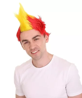 Mohawk Wig | Red & Yellow Halloween Wig HM-028A • $32.24