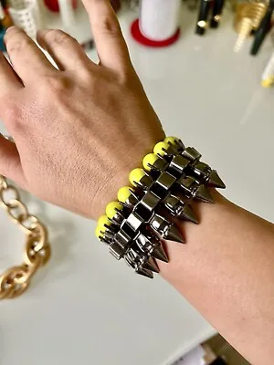 NEW! STUNNING VINTAGE STATEMENT CHUNKY CHAIN & SPIKES BRACELET By MAWI • $110.81