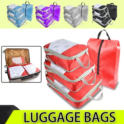 4PCS Travel Compression Bags Organiser Packing Cubes Storage Suitcases Luggage • $22.99