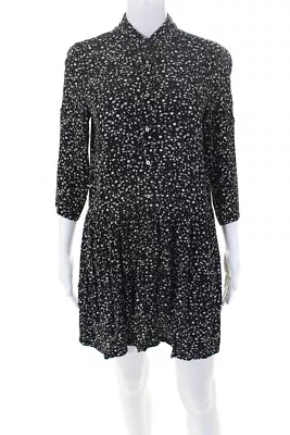 Nicole Miller Womens Little Dots Shirt Dress Black Size 2 10671784 • $19.99