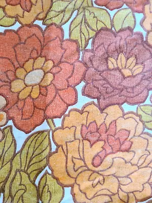 £9.99 • Buy Vintage 1960s 1970s Single Flower Power Orange Curtain Or Fabric For Craft