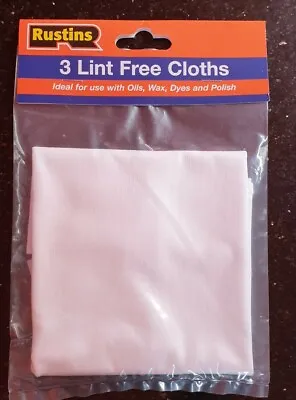 Set Of 3 Rustins Lint Free Cloths For Applying Oil Dye Wax & Polish 30cm X 30cm • £5.49