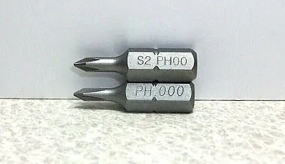 Phillips 1  Inch Length 1/4  Inch Hex Shank Sizes #00 & #000 ~ B15 • $2.58