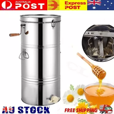 Honey Extractor 2 Frame Stainless Steel Beekeeping Equipment Honeycomb Drum AU • $133