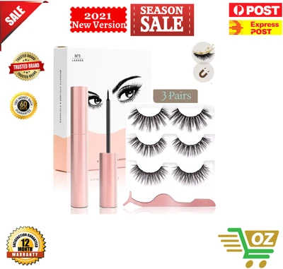$11.99 • Buy Magnetic False Eyelashes Natural Eye Lashes Extension Liquid Eyeliner Tweezer AU