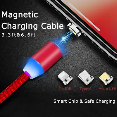 Magnetic 3 In 1 Fast Charging USB Cable Charger Lead Phone USB-C Micro USB UK • £4.09