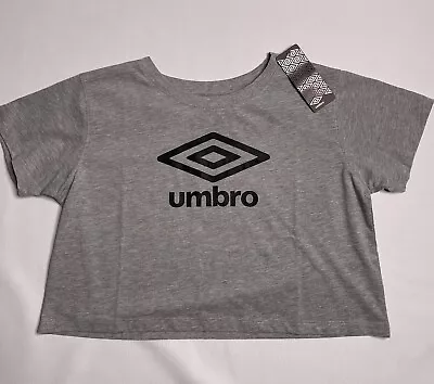 Umbro Cropped Gray Tee Women’s Size Large Short Sleeve Logo New • $20.52