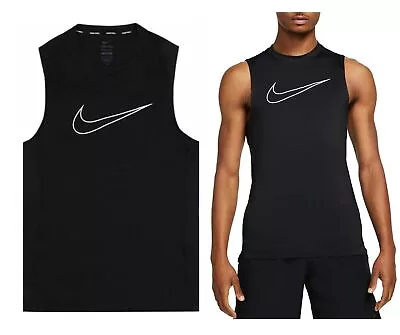 Nike Dri-FIT Vest Men's Slim Fit Tight Sleeveless Top Gym Training Workout Vest • £17.99