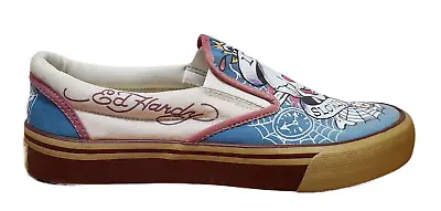 Ed Hardy Women Skull Love Kills Slowly Sneaker Blue/Taupe 17DK131W • $20