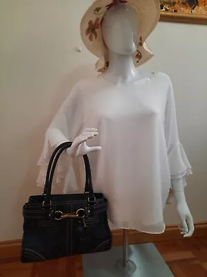 Coach Medium Size Shoulder Handbag Canvas Leather  Black Colour. • $100