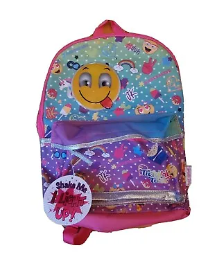 NWT Twinkle Toes Skechers Backpack Light Up Smiley Glitter Bright Pink Teal Fun • $14.50