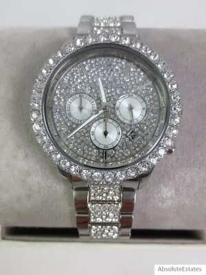 NEW Michael Kors Layton Chronograph Silver Glitz Crystal Womens Watch MK6976 NIB • $189.49