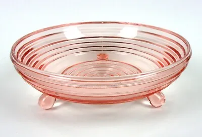 Anchor Hocking Pink Manhattan 3-Toed Bowl Depression Glass 6 1/2  Round Ribbed • $9.99