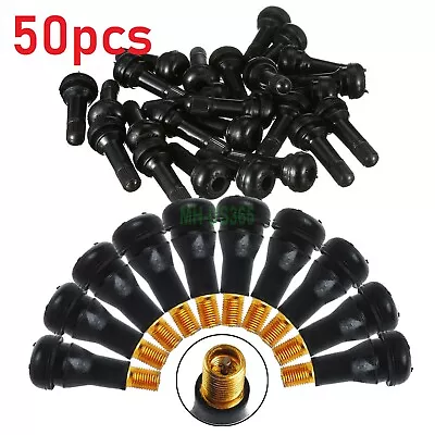 (50) TR 413 Snap-In Tire Valve Stems Short Black Rubber MOST POPULAR VALVE • $8.81