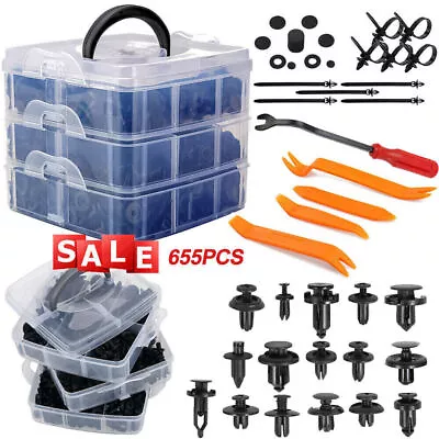 655PCS Car Body Trim Clips Retainer Bumper Auto Panel Push Plastic Fastener Kit • $19.29