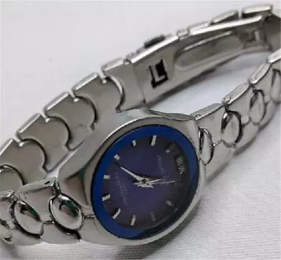 Men's Vellaccio Watch Blue Face Convex Crystal Brushed Stainless Band Diamonds • $9.99