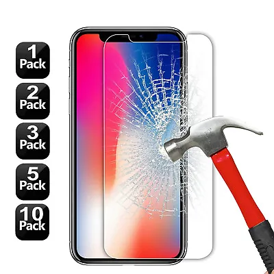 $11.96 • Buy [1-10Pack] HD Tempered Glass Screen Protectors For IPhone/Samsung/HTC/LG-AU