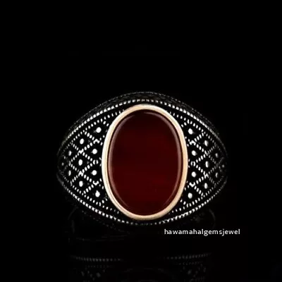 Natural Red Onyx Gemstone Solid 925 Sterling Silver Men's Fashion Ring • $50.71