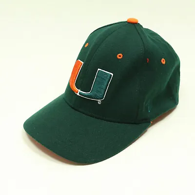 University Of Miami Hurricanes Zephyr Flex Fitted M-L Hat Cap NCAA Green Orange • $9.95