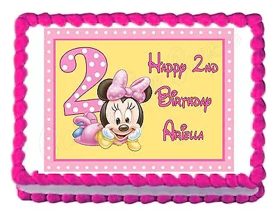 MINNIE MOUSE 2ND BIRTHDAY Party Edible Cake Image Decoration Frosting Sheet • $9.95