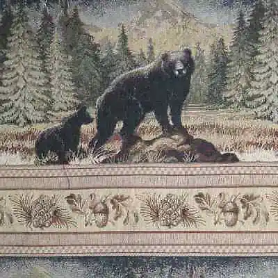 Upholstery Fabric Ben Sand Lodge Cabin Rustic Fish Bear Moose Trees  • $32.95