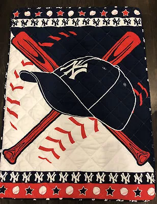 New York Yankees Crib Comforter Quilt Blanket Toddler EUC • $34.99