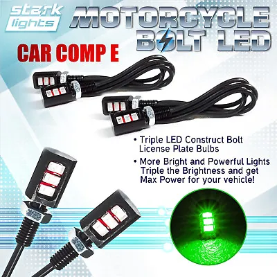 4PCS Motorcycle Screw 3-SMD LED Bolt Lamp Car License Plate Light - GREEN (A) • $9.25