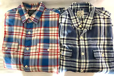 J Crew Mens Lightweight Cotton Flannel Shirts Size M Lot Of 2 • $20