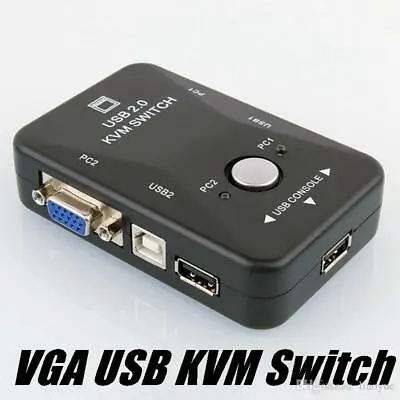 Dual/2-Port USB VGA KVM Switch Box Mouse Keyboard Monitor Sharing Computer PC • $14.99